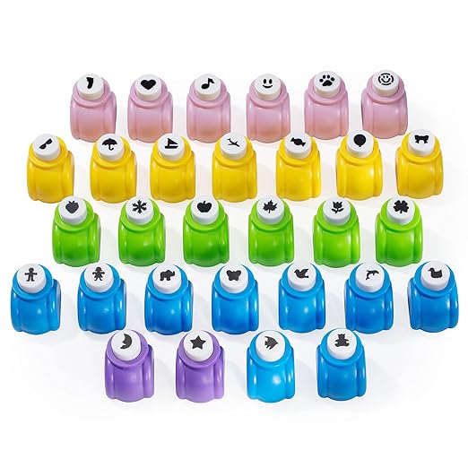 Shape Paper Punch Set | School Scrapbooking Paper Punchers for Arts and Crafts | Hole Punch Shapes That Kids and Adults Adore | Premium Crafting Supplies Kit Includes 30 Paper Puncher Shapes (30 Pcs)