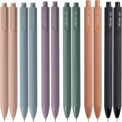ldcrea Gel Pens 0.5 Fine Tip, Black Ink, Silky Grip, 12 Pack