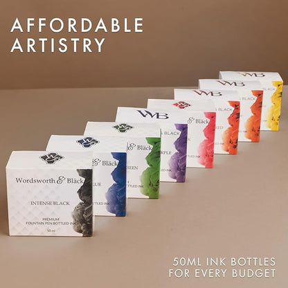 Wordsworth and Black Fountain Pen Ink Bottle (50 ml) Premium Luxury Edition, [Orange] Fountain Pens Bottled Ink; Classic Designed Bottle Smooth Flow 50 ml
