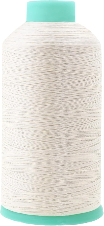 Mandala Crafts Bonded Nylon Thread Off White Heavy Duty Sewing Threads - 2843 YDs Size 46 210D T45 Tex 45 Thread for Leather Jeans Weaving Outdoor Marine Upholstery Threads