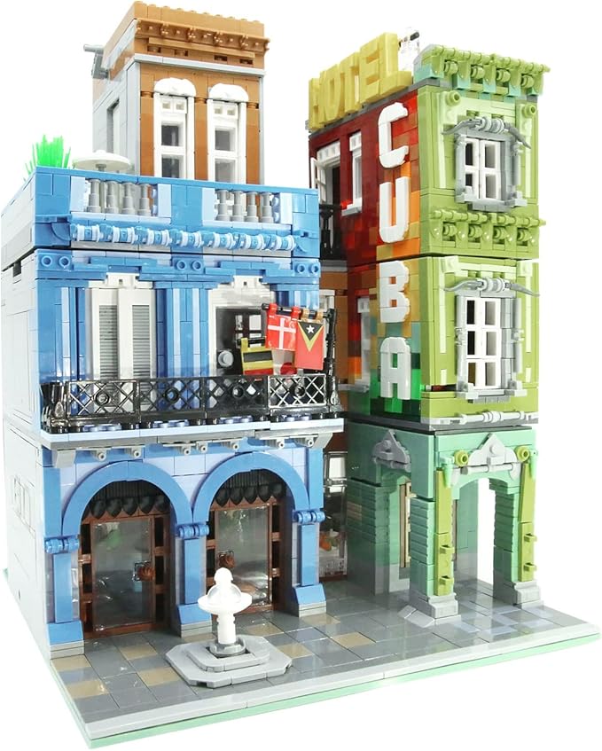 ZenithFlow Street View Building Blocks Kit, Cuba Hotel Mini Blocks Construction Toys European Architecture Model House Store Building Set, Idea Gifts Home Decoration Collection for Adults (3959 PCS)