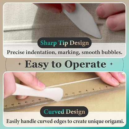 20 Pcs Bone Folder Tool - Plastic Bone Folder Paper for Card Making, Leather Cards, DIY Handmade Burnishing, Bookbinding Scoring, Folding Creasing Crafting Origami and Office Supplies