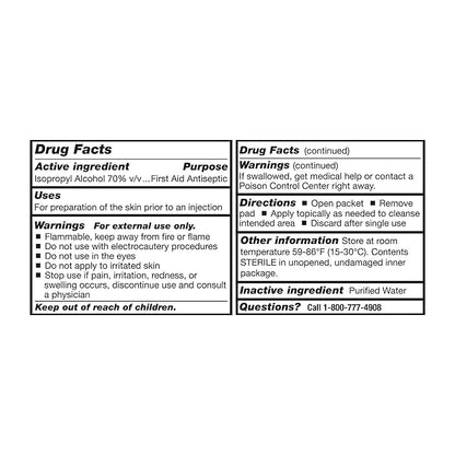 McKesson Alcohol Prep Pads [Pack of 4000] 70% Isopropyl, Individually Wrapped Wipes, Sterile, Medical-Grade, First Aid, Medium, 200 Count, 20 Boxes