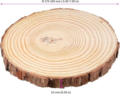 JEUIHAU 10 PCS 6.7-7 Inches Natural Wood Slices with Holes, Unfinished Predrilled Wooden Circles Tree Bark Slice, Blank Wooden Log Circles for DIY Crafts, Arts Wood Slices, Christmas Ornaments