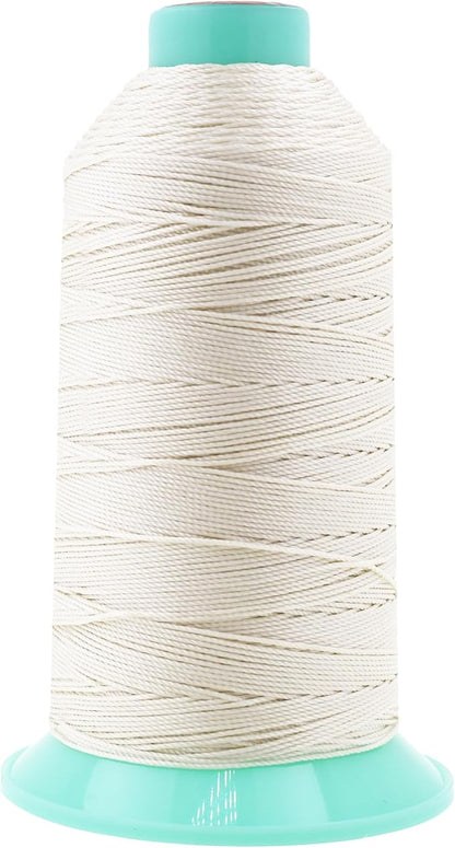 Mandala Crafts Bonded Nylon Thread Off White Heavy Duty Sewing Threads - 415 YDs Size 346 210D T350 Tex 350 Thread for Leather Jeans Weaving Outdoor Marine Upholstery Threads