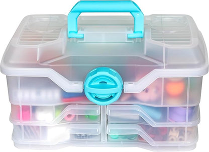 ArtBin Clear Plastic Organizer Small Parts Organizer - for DIY Arts & Crafts Storage Boxes & Organizers, Sewing Storage - Storage Box with Compartments, Project Box - Medium (4 Pivot Trays) 6943PB