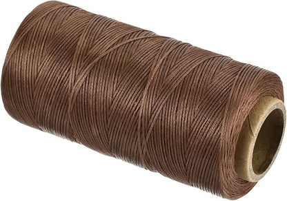 MECCANIXITY Waxed Thread,284 Yard 0.8mm 150D Flat Wax Thread Polyester Waxed String for Leather Sewing Hand Weaving Book Binding Home Decoration,Light Brown