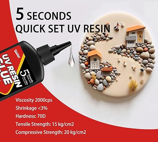 UV Resin Kit with Light - 60g UV Resin with Rechargeable Flashlight, Fast Curing in 5 Seconds, Clear UV Glue for Welding Plastic, Glass Repair, Acrylic - UV Adhesive for Bonding Jewelry, DIY, Crafts