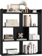 Giantex 7 Cubes Bookshelf, Free-Standing Wooden Bookcase, 4 Tier Home Display Shelf, Horizontal Storage Unit w/Anti-Toppling Devices, Open-Back Display Rack for Study, Living Room (1, Black)