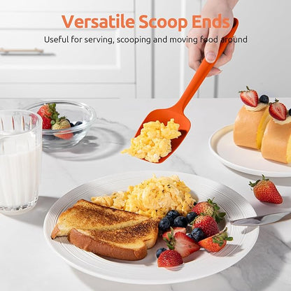U-Taste Silicone Spatula Set: 600ºF High Heat Resistant, Seamless Food Grade Flexible Rubber Kitchen Cooking Mixing Baking Scraper for Nonstick Cookware Set of 3 (Orange)