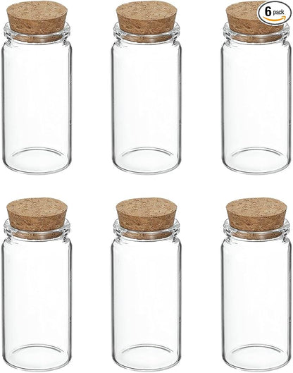 uxcell 6Pcs Mini Glass Bottles with Cork Stoppers, 50ml Small Clear Bottles Glass Empty Jars Vials for DIY Crafts Party Wedding Decor Favors