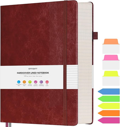College Ruled Notebook, Large A4 Hardcover Leather Journal, 312 Numbered Pages Writing Journal, 100gsm No Bleed Paper, Lined Journal Notebook for Women Men School Office, 8.5''×11'', Burgundy