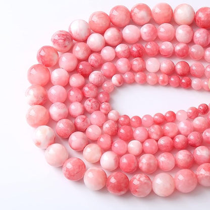 60pcs 6mm Natural Pink White Persian Jade Gemstone Beads Round Loose Spacer Beads for Jewelry Making DIY Bracelets Necklaces 15" (Pink Persian Jade, 6mm)