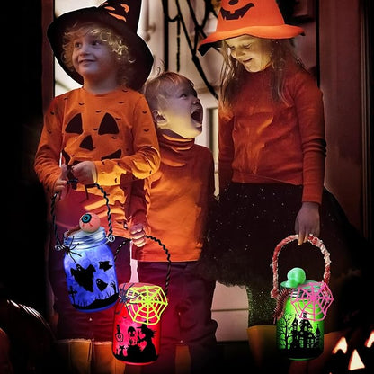 Halloween Crafts Activities for Kids Ages 4-12,6 Pack Glass Mason Jar for School Art Activities,Halloween's Craft Supplies,DIY Lantern Jar for Gifts Halloween Party Favors,Classroom Prizes