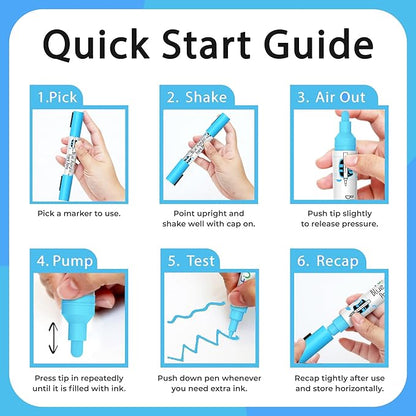 4 Dual Tip Blue Paint Pen Metallic - Fine Tip & Medium Acrylic Markers - Blue Paint Marker for Metal, Wood, Rock Painting, Canvas, Ceramic, Glass, Fabric, Leaf and Plastic - Water-based Ink