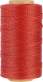 Bonded 0.8mm Round Waxed Polyester Cord, 3-ply Wax Coated Thread, 197 Yards Stiff String for Heavy Duty Fabric, Leather Sewing, Book Binding, Upholstery Repair, and Macrame Jewelry - Rust Red