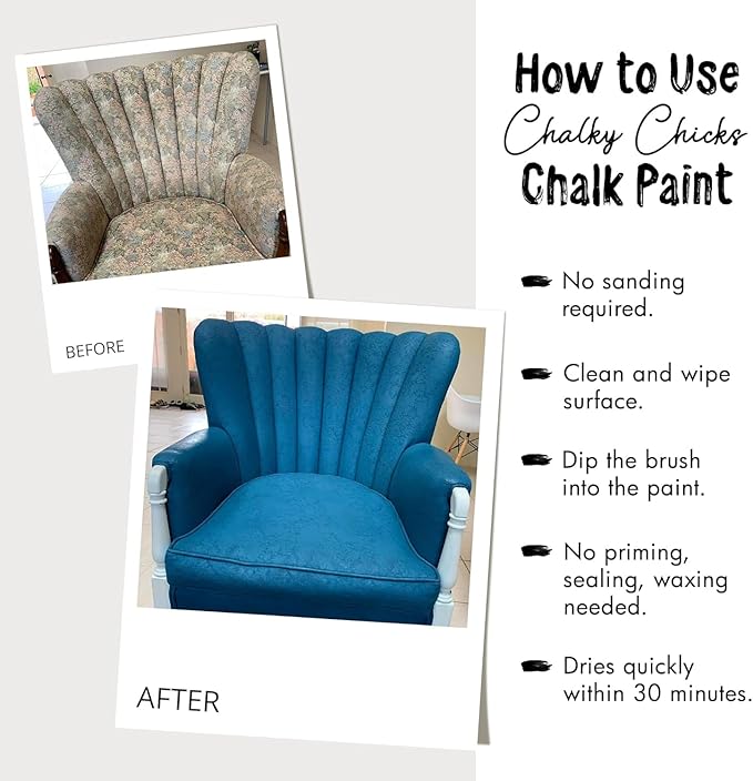 Chalky Chicks All-in-One Chalk Paint for Furniture or Cabinet - 8 Fl Oz - Matte Finish Jaded (Jade) for Metal, Wood Furniture Paint - No Sanding All-in-One for Home Decor & Crafts, USA Made