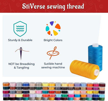 184 Pcs 80 Color Thread for Sewing Machine, 500 Yard Sewing Machine Thread & Prewound Bobbins Size A, Sewing Threads for Sewing Machine Hand DIY Beginners, Stitching, Home