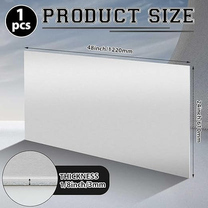 1 Pack 5052 Aluminum Sheet Metal 24" x 48" Aluminum Plate 1/8 (0.125'') Inch Thickness Rectangle Metal Panels for Industry Crafting Handcraft DIY Projects