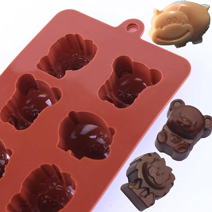 Silicone Molds Non-stick Chocolate Candy Mold,Soap Molds,Silicone Baking mold Making Kit, Set of 3 Forest Theme with Different Shapes Animals,Lovely & Fun for Kids