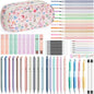 65PCS Aesthetic School Supplies with Cute Pencil Case, Pastel Highlighters Gel Pens Mechanical Pencils Set 0.5 0.7 & 2.0mm, Office Back to School Supplies College Essentials Kit Student Stationary Set