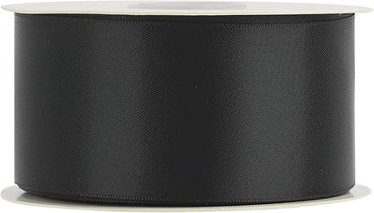 HUIHUANG Black Ribbon 2 inch Double Face Satin Ribbon Black Fabric Ribbon for Crafts, Gift Wrapping, Gift Basket Decor, Flower Bouquet Wrap, Wedding Bridal Shower Decor, Hair Bows -25 Yards/Roll