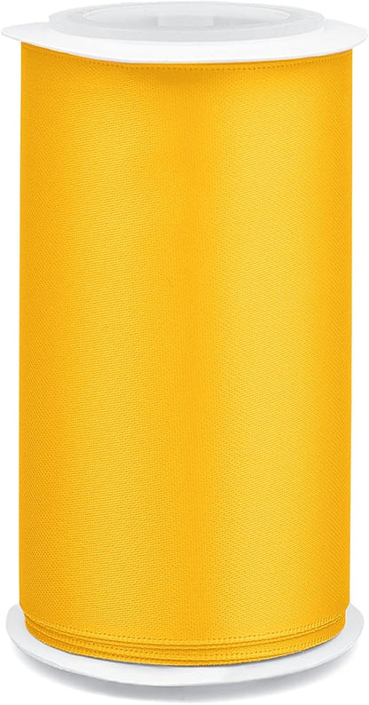 Humphrey's Craft 4 Inch Gold Double Faced Satin Ribbon - 5 Yards Variety of Color for Crafts Gift Wrapping Cutting Ceremony Decoration Sewing Christmas Tree Wedding and Dining Tables.
