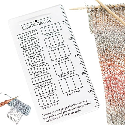 Quick Gauge Ruler, Gauge Ruler for Knitting and Crochet, Scarf Keychain Knitting No Counting Needed, Slide Sewing Rulers and Guides for Fabric Stitch Measuring Crochet Tool(1pc)