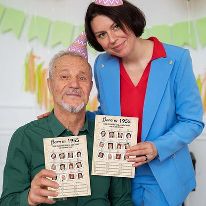 70th Birthday Party Games, Born in 1964 Games, Birthday Party Supplies for Adults, Fun 1955s Party Game，Pack of 30 Cards