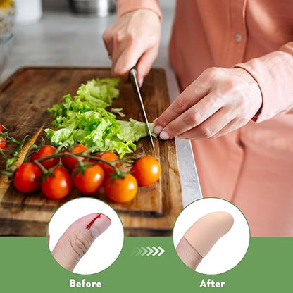 Gel Finger Cots for Thumbs, 10 Pcs Silicone Finger Caps, Rubber Finger Protector Covers for Trigger, Arthritis, Cracking, Peeling, Hangnail, Callus and Pain Relief, (Nude, Medium)