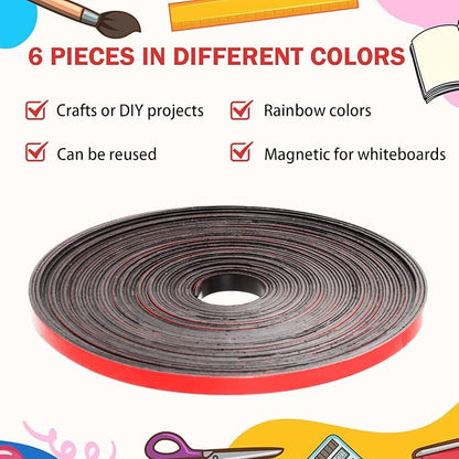 Magnetic Tape Roll Thin Strips, 0.39 Inch x 33 Feet Magnetic Board Dividers Whiteboard Graphic Decorative Tape Marking Line for Classroom Office Art Accessories(Red)