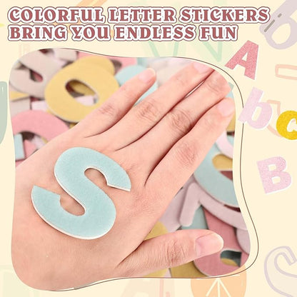 Breling 310 Pieces Felt Bulletin Board Letters Sticker with Number, 2" Bulk Self Adhesive ABC Upper Lowercase Sticky Letter for Christmas Gift Poster Bulletin Board Classroom(Boho Color)