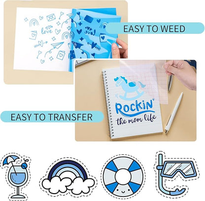 GIRAFVINYL Blue Vinyl, Navy Light Blue Permanent Vinyl - 12”x12” 7 Pack Viyln heets for Decal, Signs, Tumblers, Easy to Cut & Water-Proof