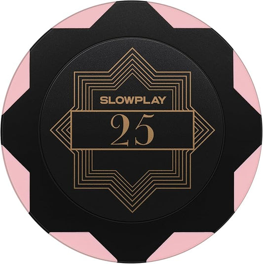 SLOWPLAY Nash Clay Poker Chips, 14 Grams Heavyweight Clay Composite, 40mm Large Chips in Bulk, Pack of 50 with Denomination of 25