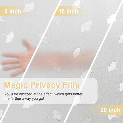 Window Privacy Film Decorative for Front Door, Bathroom Static Cling Stained Glass Sticker Opaque Heat Control UV Blocking Non-Adhesive for Home Window, Acacia