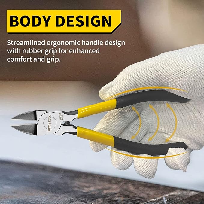 Wire Cutters, 6 Pack, BOOSDEN 6.5" Flush Cutters Spring Loaded Pliers Side Cutting Pliers Diagonal Cutting Pliers Dikes Wire Cutters Side Cutters for Crafts Electrician Work Jewelry Making