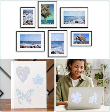 PATIKIL 8.3x5.8" Holographic Sticker Paper, 20Sheets A5 Polypropylene Self-Adhesive Transparent Waterproof Laminate Overlay Film for Photo Cards Scrapbook Decorations, Little Circle