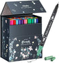Ohuhu Markers for Adult Coloring Books No Bleeding 100 Colors Coloring Markers Water-based Dual Tips Fineliner & Brush Drawing Pens Art Pens for Kids Adults Sketch Journal - Maui - Black