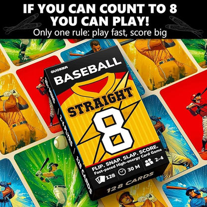 QUOKKA Baseball Fast-Paced Card Game for Kids & Adults – 128 Cards & Easy Rules – Quick & Fun Matching Game – 2-4 Players – Ages 8+ – Perfect for Family Games Night, Travel and Parties
