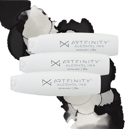 Alcohol Inks 3 Pack - Vibrant, Professional, Dye-Based Alcohol Inks for Artfinity Alcohol Markers, Artists, Drawing, & More! - Neutral Grey 7 NG7