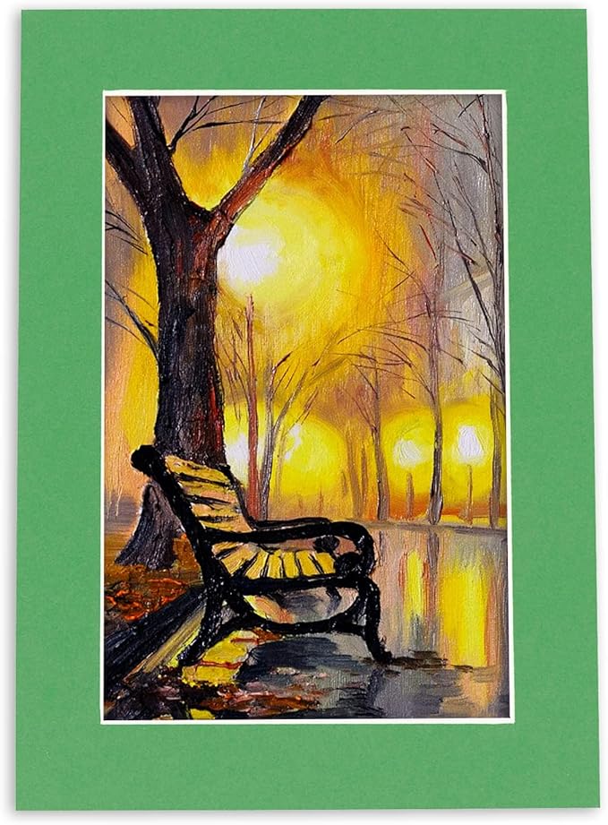 5.5x8.5 Mat for 8.5x11 Frame - Precut Mat Board Acid-Free Bright Green 5.5x8.5 Photo Matte for a 8.5x11 Picture Frame, Matboard for Family Photos, Show Kits, Art, Picture Framing, Pack of 10 Mats