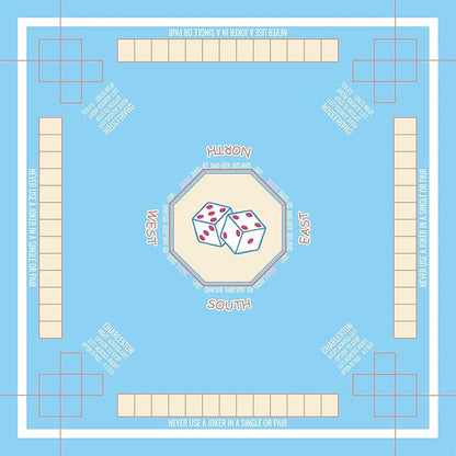 Mahjong Mat for Table 31.5"x31.5", MahJongg Mat Cloth Cover with Game Rules, Mahjong Tablecloth for Card Games, Tile Games, Board Games Table Mat (Sky Blue)