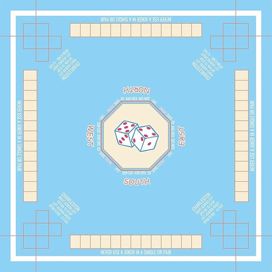 Mahjong Mat for Table 31.5"x31.5", MahJongg Mat Cloth Cover with Game Rules, Mahjong Tablecloth for Card Games, Tile Games, Board Games Table Mat (Sky Blue)