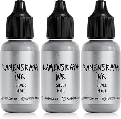 Metallic Alcohol Ink Set: Silver Alcohol Ink, 3 pcs 0.51 fl oz (15 ml) Each