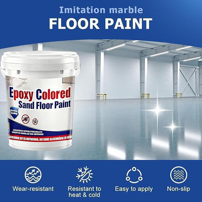 Epoxy Colored Sand Floor Paint, Epoxy Floor Paint for Concrete, High Gloss Marble Effect Coating, Waterproof Non-Slip Concrete Paints, Suitable for Indoor/Outdoor Use (Orange,640 oz/20 kg)