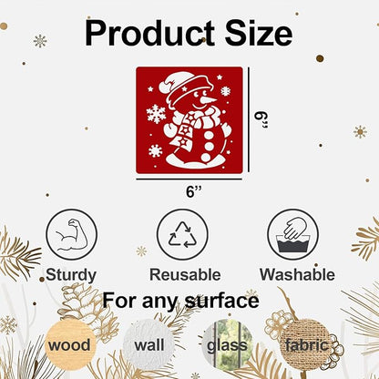 Christmas Stencils for Crafts Reusable 6" Xmas Holiday Stencil Christmas Stencils for Painting on Wood Fabrics Decor