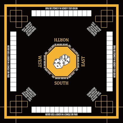 Mahjong Mat for Table 31.5''x31.5'', Non-Slip Mahjong Cloth Cover with Game Rules, Mahjong Tablecloth for Poker, Board Games Table Mat, Card Games, Tile Games, Dominoes (Black)