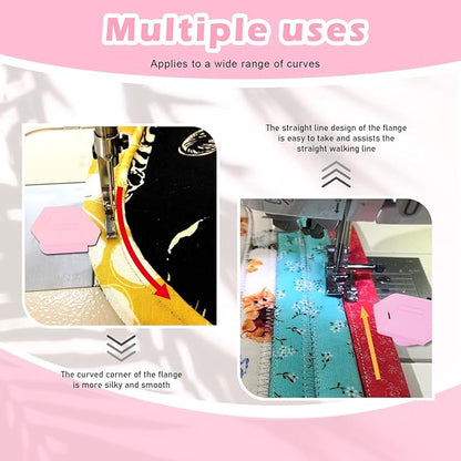 Pcmursal 4 Pieces Magnetic Seam Guide for Sewing Machine, Upgraded Multi-Purpose Tool Polygonal Magnetic Seam Guide with Scale, Sewing Supplies and Accessories (Pink)
