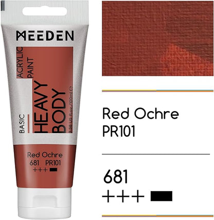 MEEDEN Acrylic Paint Red Ochre: Bundled with Titanium White Color - 100ml/3.38oz x 2 Bulk Heavy Body Acrylic Paint Tubes for Art Craft Painting