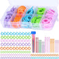 LUNARM Stitch Markers, 5 Colors/2 Sizes Open Stitch Markers for Crocheting with Sewing Needle, Split Ring Knitting Rings for DIY Handmade Crafts